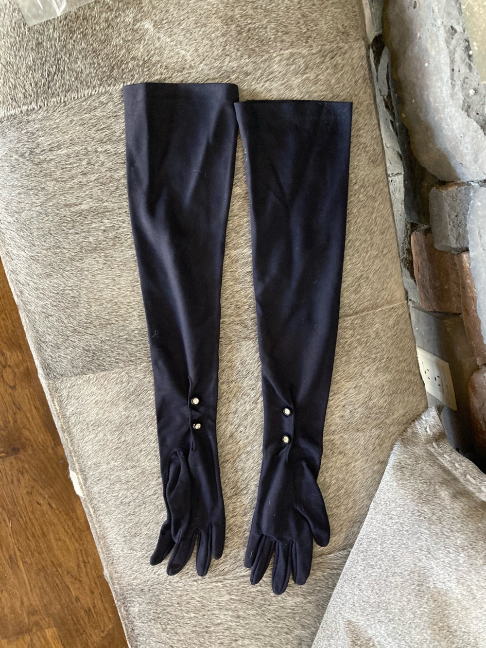 Vintage 60’s Wear-Right Gloves Long Formal Off Black